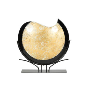 JASMINE ART GLASS Round Vase on Black Metal Stand