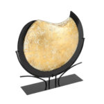 JASMINE ART GLASS Round Vase on Black Metal Stand - Image 2