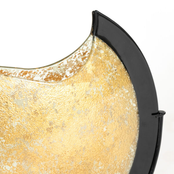 JASMINE ART GLASS Round Vase on Black Metal Stand - Image 3