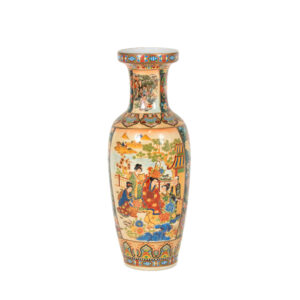 Hand Painted Vase with Geishas and Flowers