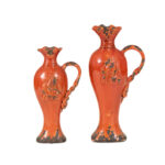 Set of 2 UTTERMOST Serka Ceramic Vases in Red Crackle Finish