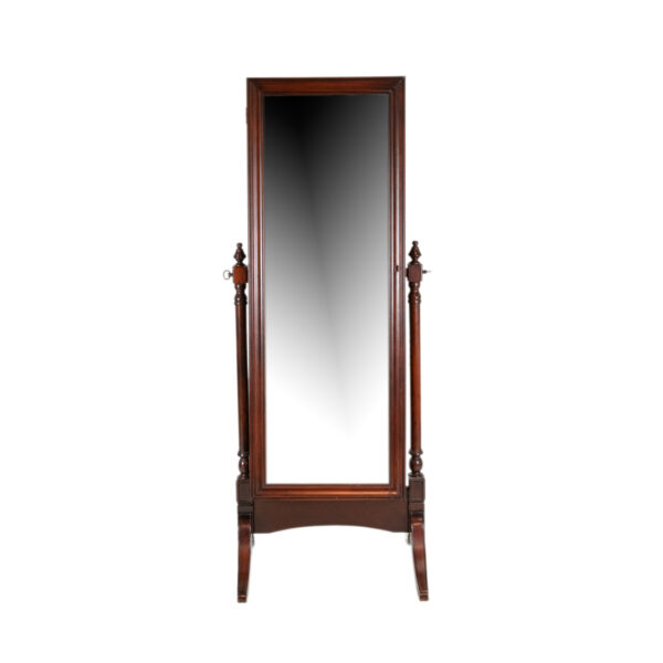 Cherry Framed Cheval Mirror with Jewelry Storage - Image 1