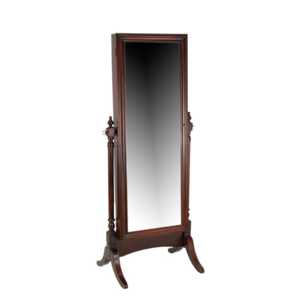 Cherry Framed Cheval Mirror with Jewelry Storage - Image 2
