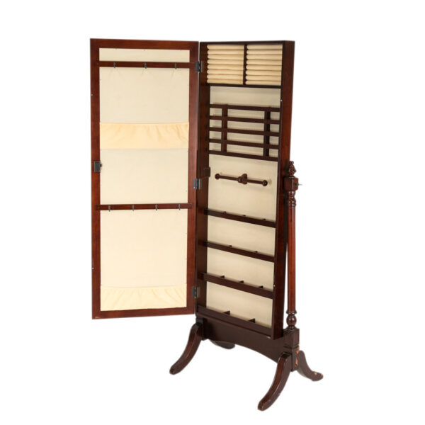 Cherry Framed Cheval Mirror with Jewelry Storage - Image 5