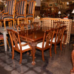 STONELEIGH Mahogany Chippendale Dining Table with/ 2 Leaves and 6 Chairs - Image 13