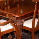 STONELEIGH Mahogany Chippendale Dining Table with/ 2 Leaves and 6 Chairs - Image 3