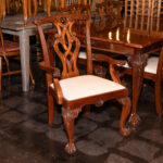 STONELEIGH Mahogany Chippendale Dining Table with/ 2 Leaves and 6 Chairs - Image 6
