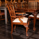 STONELEIGH Mahogany Chippendale Dining Table with/ 2 Leaves and 6 Chairs - Image 9