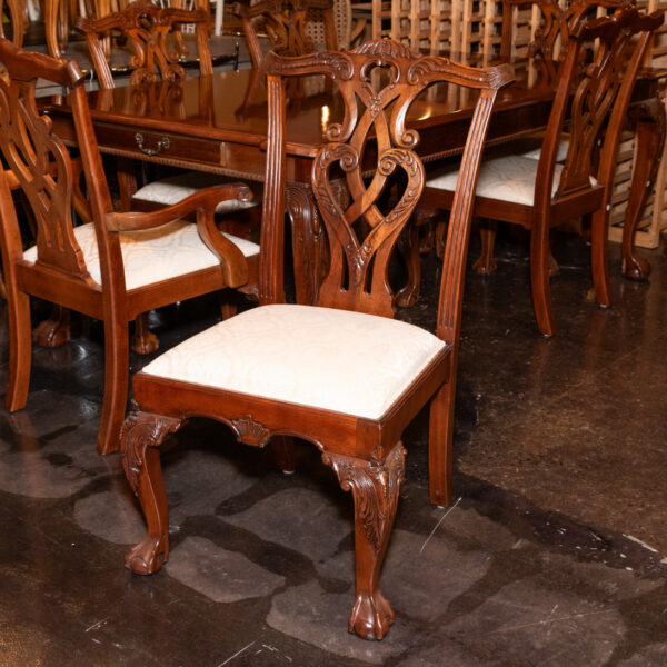 STONELEIGH Mahogany Chippendale Dining Table with/ 2 Leaves and 6 Chairs - Image 10