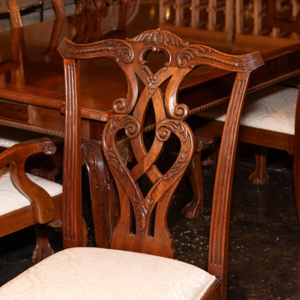 STONELEIGH Mahogany Chippendale Dining Table with/ 2 Leaves and 6 Chairs - Image 11