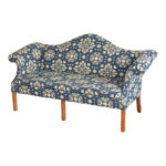 THE SERAPH Camelback Deerfield Sofa in Blue and Ivory Patterned Upholstery - Image 2