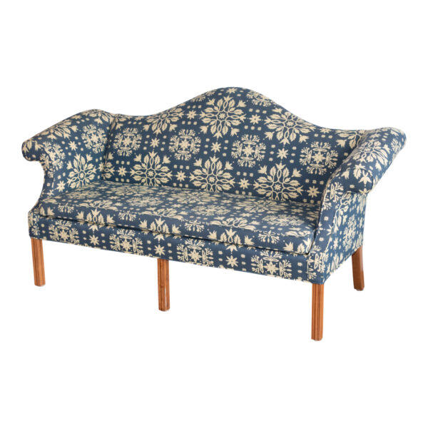 THE SERAPH Camelback Deerfield Sofa in Blue and Ivory Patterned Upholstery - Image 2