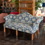 THE SERAPH Camelback Deerfield Sofa in Blue and Ivory Patterned Upholstery - Image 6