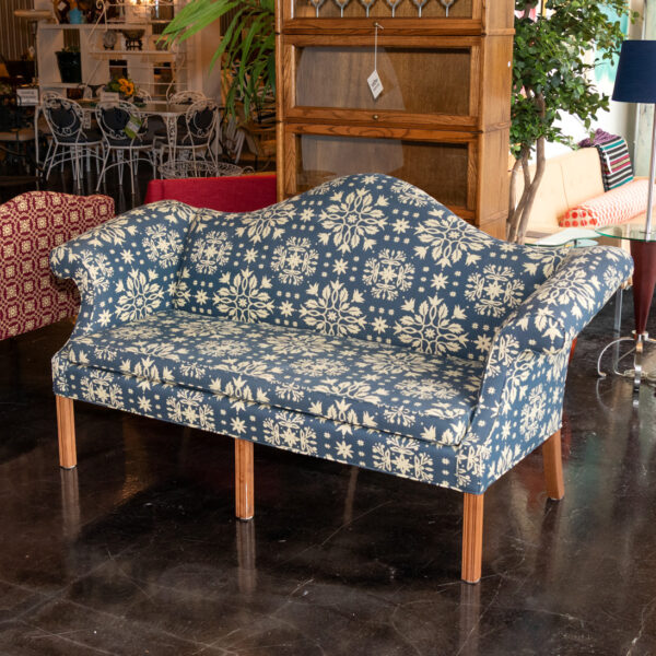 THE SERAPH Camelback Deerfield Sofa in Blue and Ivory Patterned Upholstery - Image 6