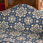 THE SERAPH Camelback Deerfield Sofa in Blue and Ivory Patterned Upholstery - Image 3