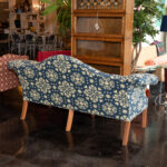 THE SERAPH Camelback Deerfield Sofa in Blue and Ivory Patterned Upholstery - Image 7