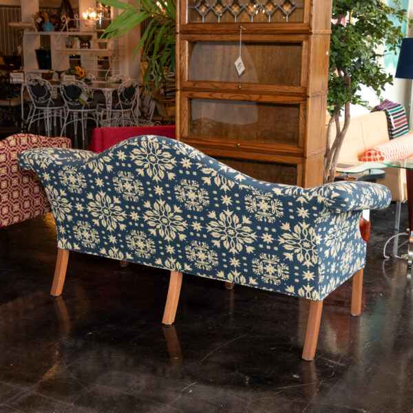 THE SERAPH Camelback Deerfield Sofa in Blue and Ivory Patterned Upholstery - Image 7