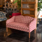 THE SERAPH Country Heart Sofa in Blue and Ivory Patterned Upholstery - Image 6