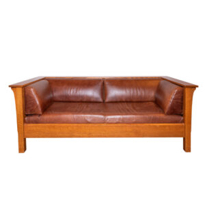 DUTCHCRAFTERS Amish Made Oak Framed Leather Sofa