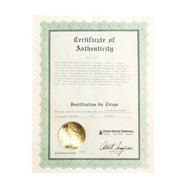 MARY VICKERS “Letter from Daddy” Artist Proof Etching - Image 5