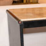Marble Top Waterfall Style Desk on Black Wood Base - Image 3