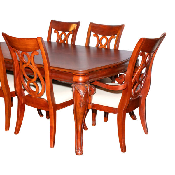 Cherry Finish Cabriole Leg Dining Table with 2 Leaves and 8 Chairs - Image 1