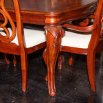 Cherry Finish Cabriole Leg Dining Table with 2 Leaves and 8 Chairs - Image 3