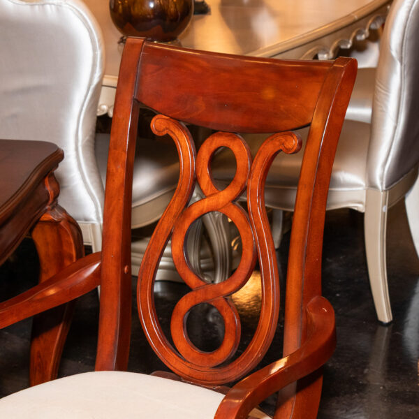 Cherry Finish Cabriole Leg Dining Table with 2 Leaves and 8 Chairs - Image 5