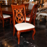 Cherry Finish Cabriole Leg Dining Table with 2 Leaves and 8 Chairs - Image 8