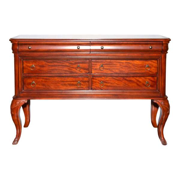 Six Drawer Sideboard on Cabriole Legs in Cherry Finish - Image 1