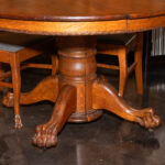 Oak Paw Foot Dining Table with 2 Leaves and 4 Chairs - Image 3