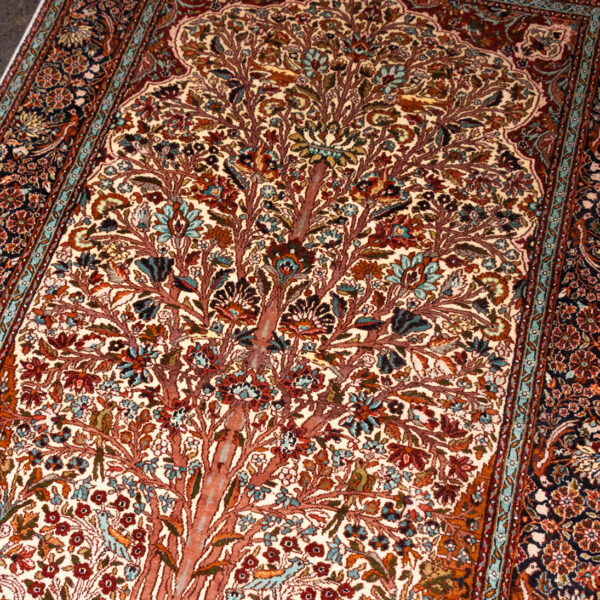 4’ x 6’ Kashmiri Hand Knotted Silk Tree of Life Rug - Image 2