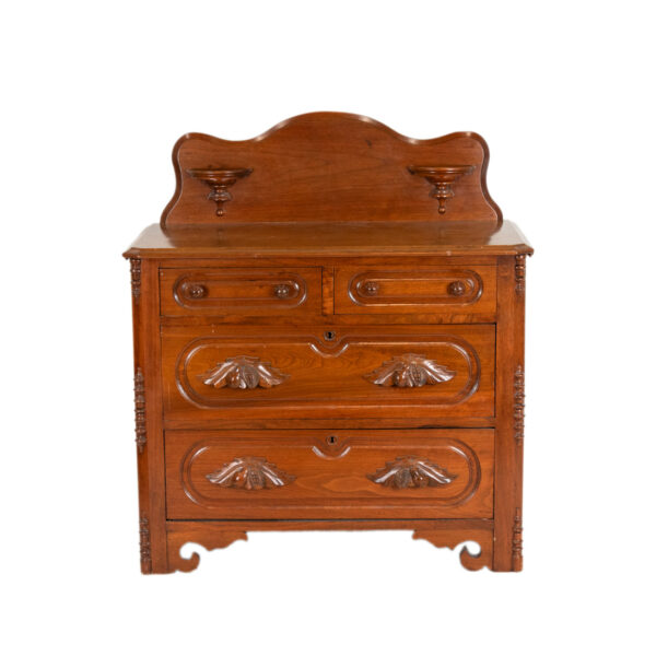 Antique Walnut Bedside Table with Candle Ledges - Image 1