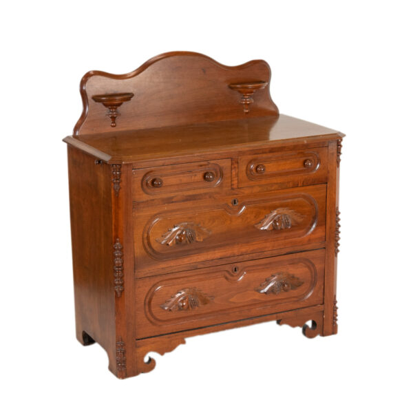 Antique Walnut Bedside Table with Candle Ledges - Image 2