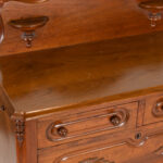 Antique Walnut Bedside Table with Candle Ledges - Image 3