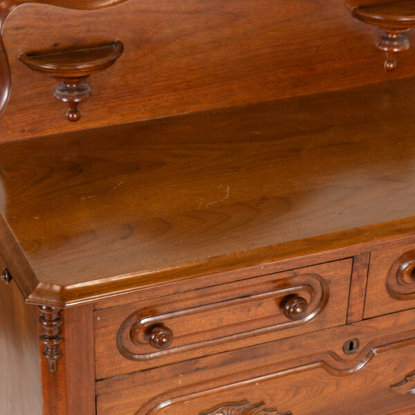 Antique Walnut Bedside Table with Candle Ledges - Image 3