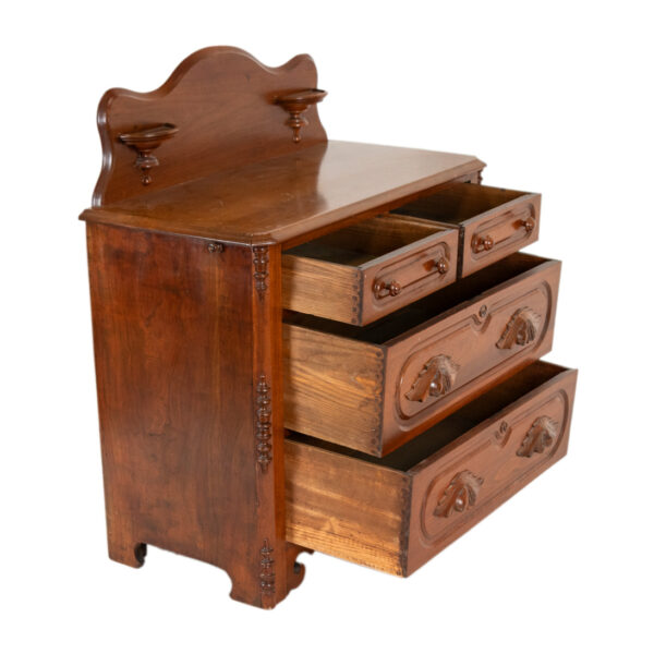 Antique Walnut Bedside Table with Candle Ledges - Image 6