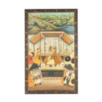Large Vintage Persian Pishwa Wedding Scene Gouache on Silk