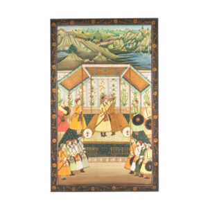 Large Vintage Persian Pishwa Wedding Scene Gouache on Silk