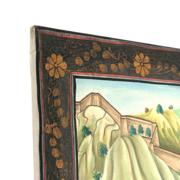 Large Vintage Persian Pishwa Wedding Scene Gouache on Silk - Image 3