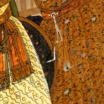 Large Vintage Persian Pishwa Wedding Scene Gouache on Silk - Image 7