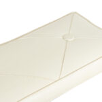 Vintage Mid Century Modern Bench with White Button Tufted Faux Leather - Image 2