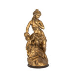 Vintage Gold Gilt Plaster Sculpture of Woman and Cherub