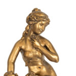 Vintage Gold Gilt Plaster Sculpture of Woman and Cherub - Image 2