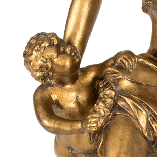 Vintage Gold Gilt Plaster Sculpture of Woman and Cherub - Image 3