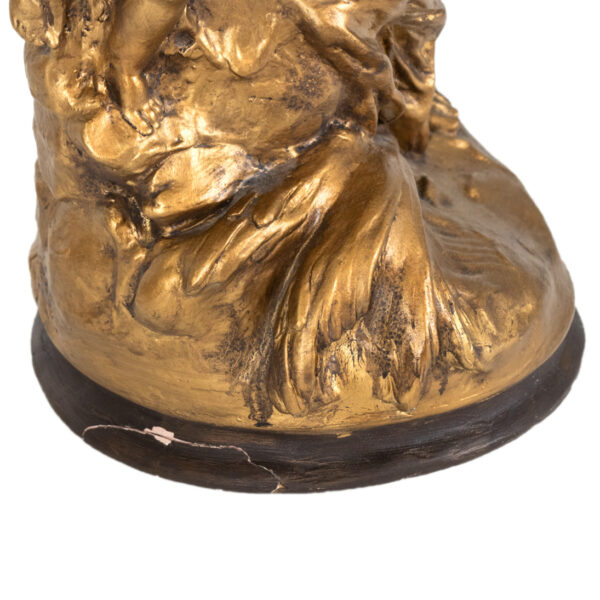 Vintage Gold Gilt Plaster Sculpture of Woman and Cherub - Image 4