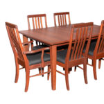 Amish Made Cherry Dining Table with 4 Leaves and 6 Slat Back Chairs