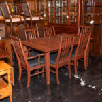 Amish Made Cherry Dining Table with 4 Leaves and 6 Slat Back Chairs - Image 9