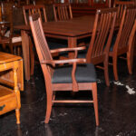 Amish Made Cherry Dining Table with 4 Leaves and 6 Slat Back Chairs - Image 8
