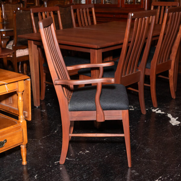 Amish Made Cherry Dining Table with 4 Leaves and 6 Slat Back Chairs - Image 8